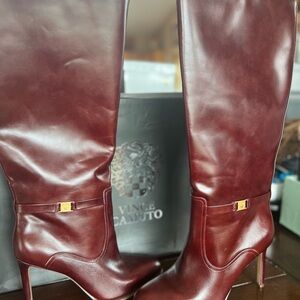 Vince Camuto “Skylie” Rich Mahogany Heeled Boots EXTRA WIDE CALF